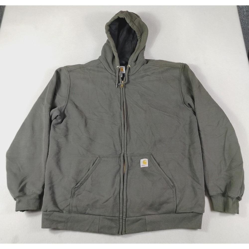 Carhartt Hoodie Sweatshirt Mens Large Black Full Zip Rain Defender Mesh Lined